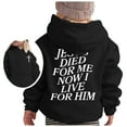 thumbnail image 3 of SonxaHe Big Girls Hoodies Long Sleeve Letter Prints Hooded Sweatshirt Children Cozy Loose Autumn Winter Hoodies Black,Sized 12-13, 3 of 3