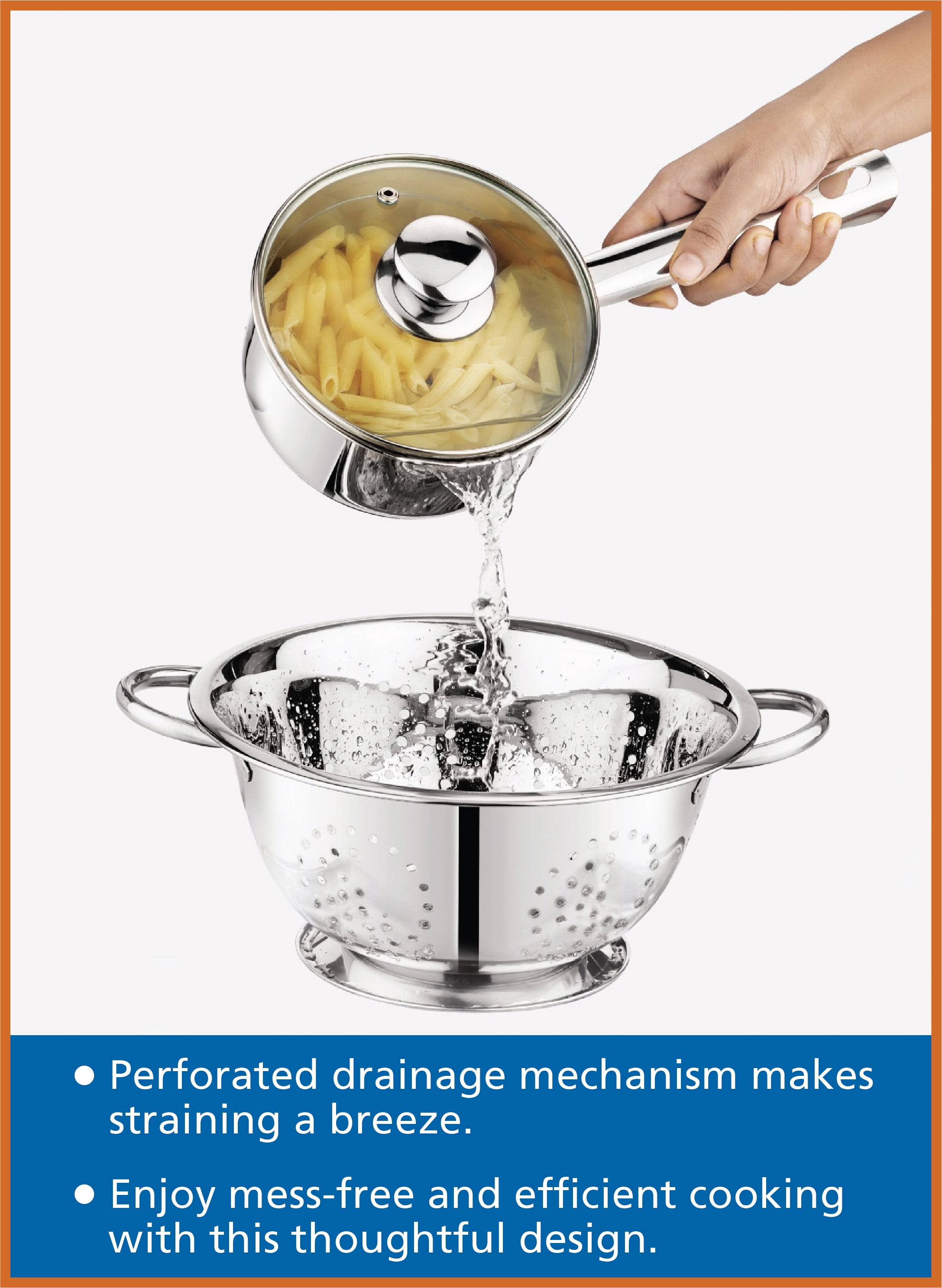 Mainstays 1 qt Oven Safe Stainless Steel Saucepan with Straining Lid
