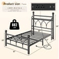 thumbnail image 5 of EnHomee Twin Metal Bed Frame with Vintage Headboard & Footboard Metal Platform Bed Frame Twin Heavy Duty Metal Bed Frame with LED Lights & Charge Station &Storage, Noise Free, Black, 5 of 10