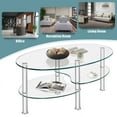 thumbnail image 4 of Yardi Yard Modern Oval 2-Tier Tempered Glass Coffee Table with Storage Side Shelf and Metal Legs for Living Room Clear, 4 of 10