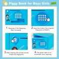 thumbnail image 3 of Alcancía para Niños, Caja de Ahorro de Dinero con Contraseña y Huella Dactilar, Cajero Automático Seguro para Monedas, Regalo de Cumpleaños, Color Azul, 3 of 5