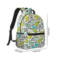 thumbnail image 2 of Yiaed Funny Dinosaurs on Stripes Print School Backpack College Backpack Daypacks for Students High School Spacious and Durable Daypack for Work and Travel-One Size, 2 of 6