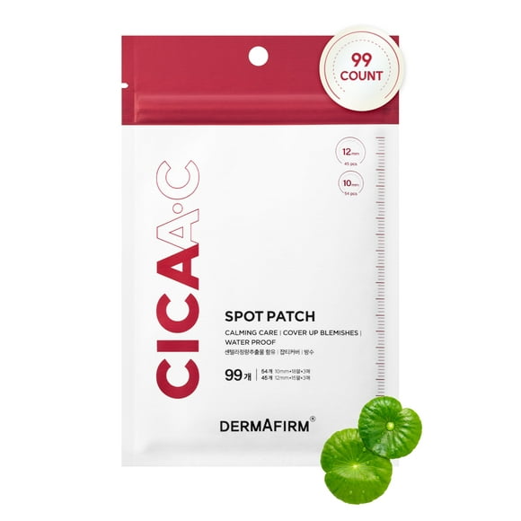 DERMAFIRM CICA A.C Spot Patch - Parches coreanos para el cuidado de la piel con Centella Asiática - Parches invisibles para espinillas hidrocoloides veganos - Hidrocoloide resistente al agua de 10 mm