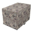 thumbnail image 1 of Antique Oriental Dog Crate Cover, Flowers in Honeycomb Look Frames Rhythmic Pattern, Easy to Use Pet Kennel Cover Small Dogs Puppies Kittens, 7 Sizes, Pale Tan Dark Taupe Grey, by Ambesonne, 1 of 6