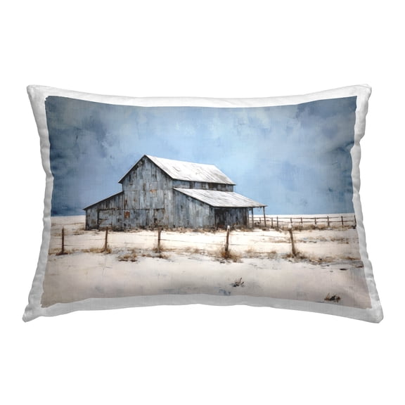 Stupell Industries Winter Barn Landscape Decorative Printed Throw Pillow, 14 x 20
