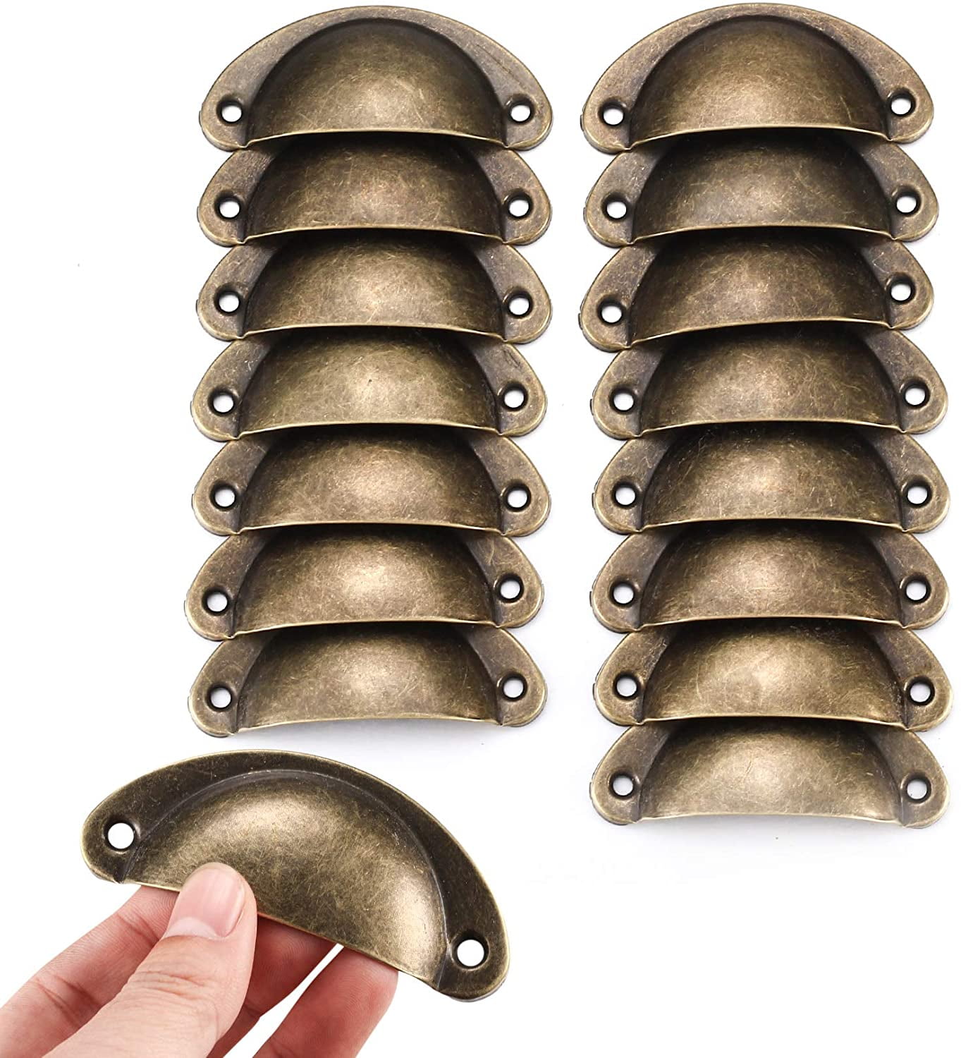 JNNP 16 Shell Cup Handles, Vintage Drawer Pull Handles, Semicircle