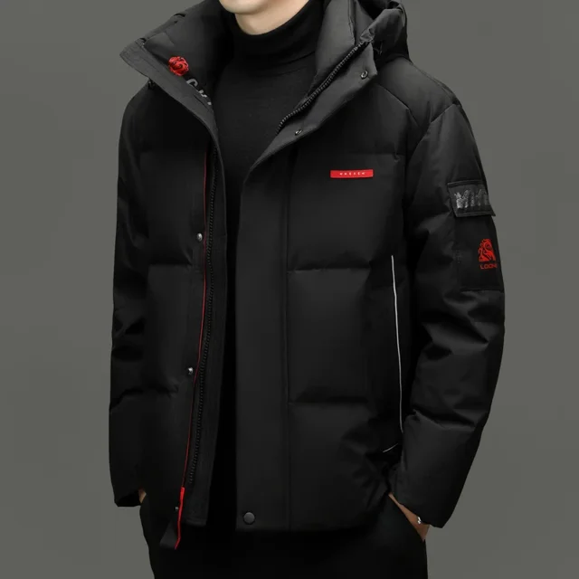 Chaqueta de plumón para hombre, chaqueta acolchada corta con relleno de plumón de pato, ropa de diseñador con capucha para hombre, abrigos de invierno 2024, saco informal para hombre
