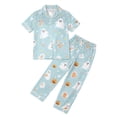 thumbnail image 4 of HAYIMI Kids Halloween Girls Spring Autumn Button Short Sleeve Lapel Blouse Tops Long Pants Pajama Set Casual Homewear, 3-4 Years, 4 of 4