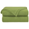 thumbnail image 1 of Unique Bargains Couverture Jetée Tricotée Douce 100 % Coton Unie pour Canapé Sofa Chambre, 1 of 10