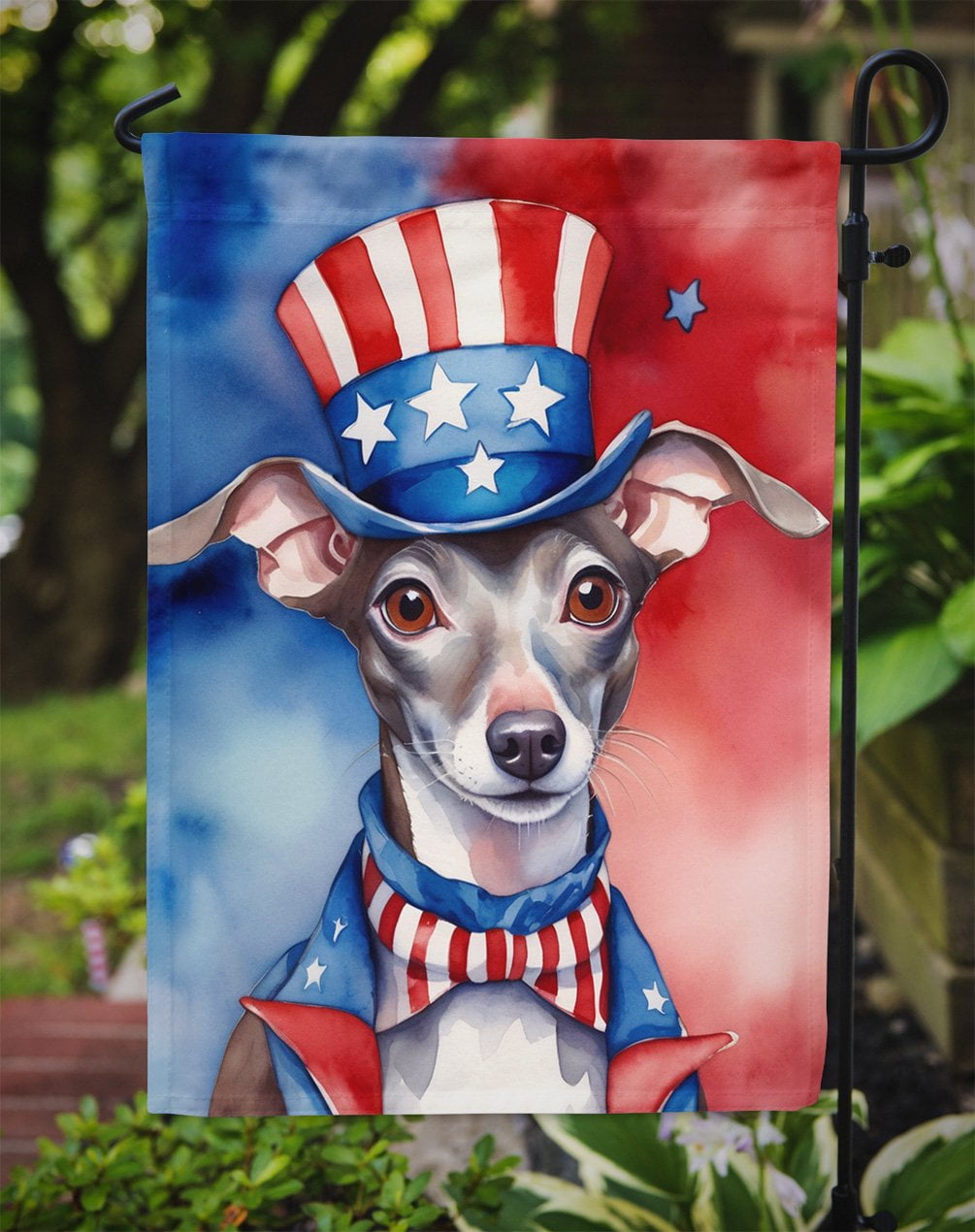 Italian Greyhound Patriotic Garden Flag 11.25 in x 15.5 in