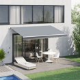 thumbnail image 2 of Outsunny 10' x 8' Manual Retractable Awning Shelter w/ Crank, Grey, 2 of 10