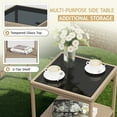 thumbnail image 3 of Lacoo 3 Pieces Patio Furniture PE Rattan Wicker Table and Outdoor Chairs Set of 2 with Cushioned Tempered Glass, Gray, 3 of 6