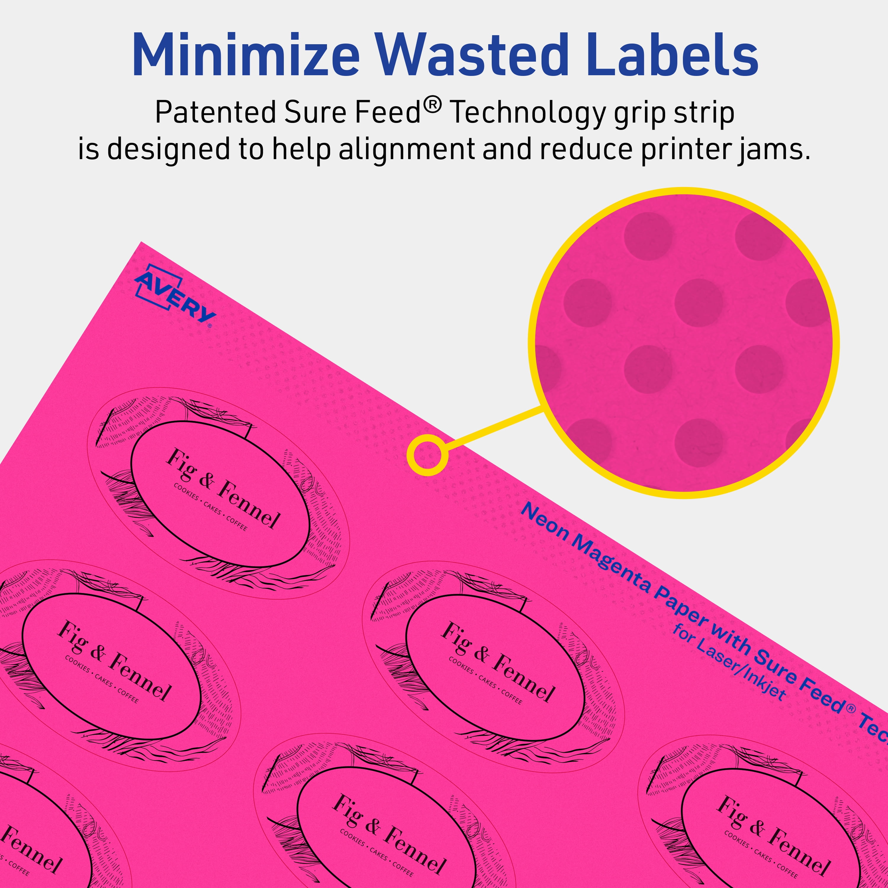 Avery Printable Oval Labels, Neon Magenta, 1.5" x 2.5", 360ct