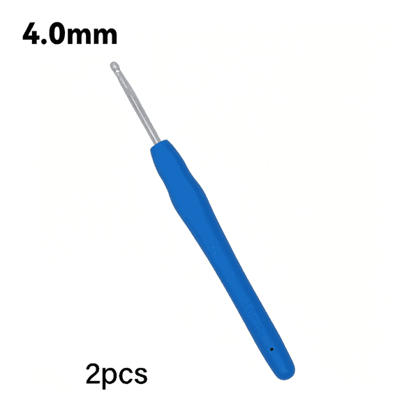 TUWAFE 2-Pack 4.0Mm Crochet Hooks,Ergonomic Soft Grip Knitting Needles for Arthritis Hands&Beginners,Extra Long Smooth Aluminum Hooks for Yarn Crafts(Size 4.0Mm)