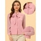 thumbnail image 2 of INSPIRE CHIC Blusa De Manga Larga De Gasa Con Cuello Anudado Para Mujer Rosa XS, 2 of 4