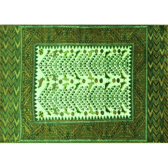 Ahgly Company Indoor Rectangle Persian Green Traditional Area Rugs, 5' x 7'