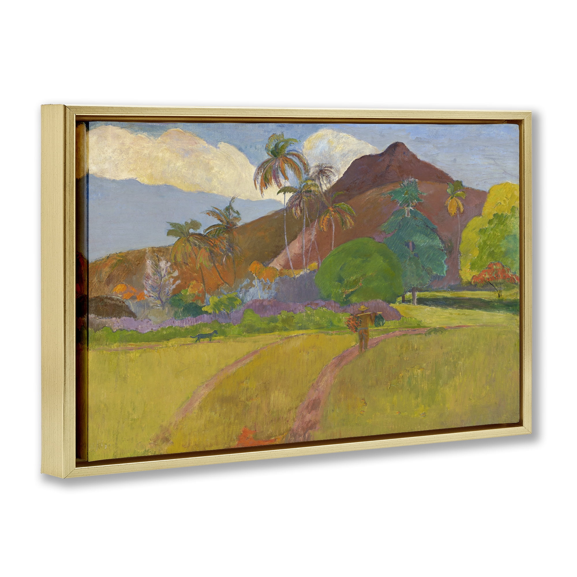 Stupell Industries Classic Tahitian Landscape Landscape & Nature Painting Gold Floater Framed Canvas Art Print Wall Art, 25 x 17