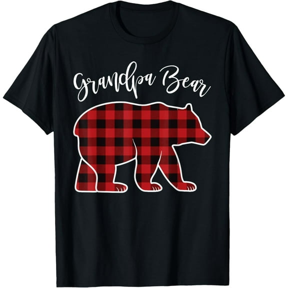 Grandpa Bear Pajama Red Buffalo Xmas Funny Family Christmas T-Shirt