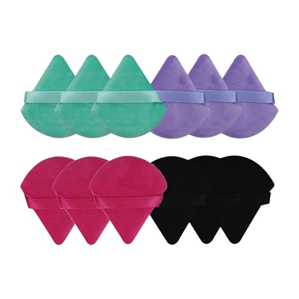 12 polvos triangulares Yinane herramienta esponja de maquillaje suave lavable para polvos sueltos polvos minerales productos en polvo seco Soplo de maquillaje triangular