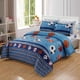 thumbnail image 5 of Juego de cama en miniatura para niños y adolescentes de 6 piezas en una bolsa: edredón deportivo de microfibra suave multicolor con diseño de baloncesto, fútbol y sábana ajustable, tamaño doble, 5 of 5