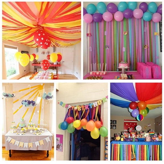 Rainbow Crepe Paper Streamers Roll for Birthday Wedding Festival Party Event Background Atmosphere Decor,Kids Party Supplies,Event & Party 聚会派对用品