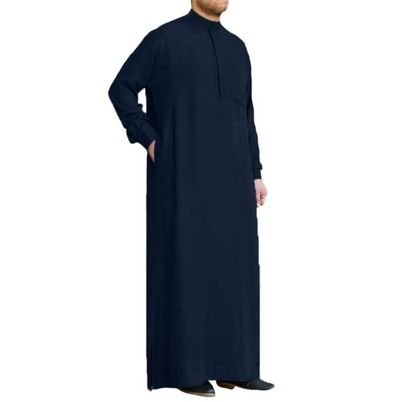 INCERUN Men's Muslim Saudi Arab Long Sleeve Islamic Jubba Abaya Thobe Dress Tops