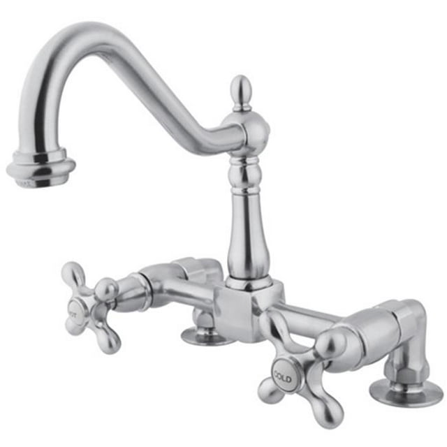 Kingston Brass KS1141AX Double Handle 8 in. Bridge Deck Mount Kitchen Faucet