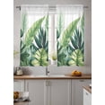 thumbnail image 2 of Green Leaves Tier Curtains 45 Inch Length,Sheer Curtains for Bedroom Living Room,Rustic Summer Botanical Tropical Plants Rod Pocket Voile Drapes Kitchen Curtains Small Half Window 27.5"x45" 2 Panels, 2 of 7