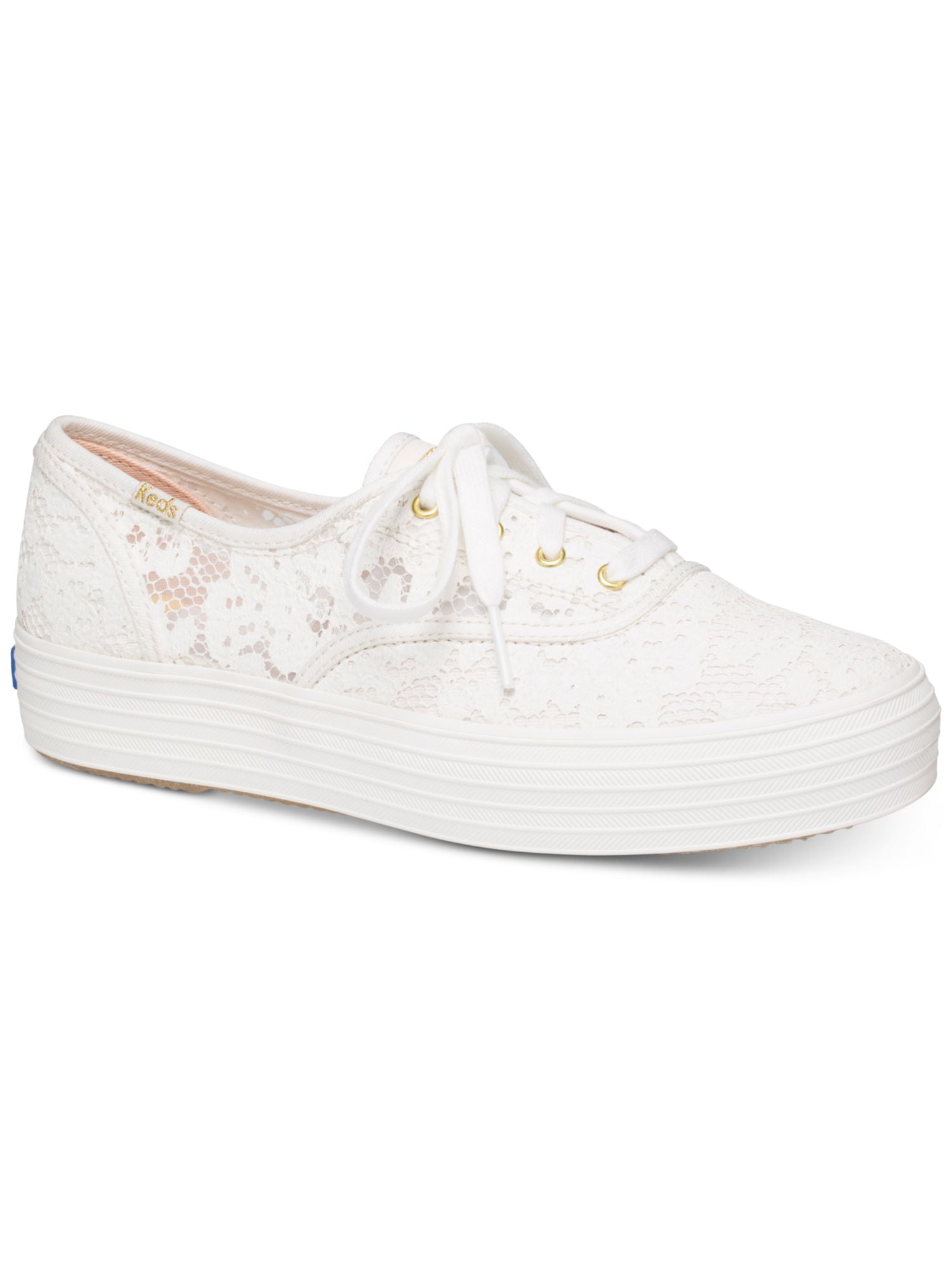 KEDS Womens Ivory Crochet Sporty Cushioned Comfort Triple Painted Round ...