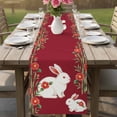 thumbnail image 4 of Red Cute Bunnies Table Runner 90 Inches, Farmhouse Rustic Floral Botanical Bed Runner Dresser Scarves Tabletop for Indoor Outdoor Parties/Ceremony/Banquet, 13" x 90", 4 of 9