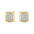 thumbnail image 2 of FB Jewels 10kt Yellow Gold Womens Round Diamond Square Earrings 1/20 Cttw, 2 of 2