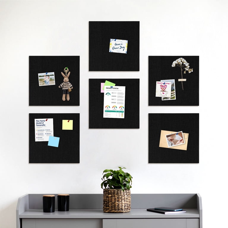 Dollar Boss Felt Cork Board Tiles, 11.8x11.8, 6-Pack Black photo 6