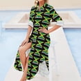 thumbnail image 4 of 2024 Jamaica Flag Print Casual Dress National Day Street Style Dresses Long Sleeve Cute Women V Neck Custom Big Size Chiffon Dress, 4 of 7