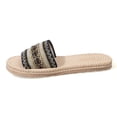 thumbnail image 3 of HNMKIU Platform Sandals Summer Flat Slide Style for Women Breathable Woven Fabric Casual Beach Slides with Sole for Indoor Outdoor Comfort Summer Shoes Black,6, 3 of 9