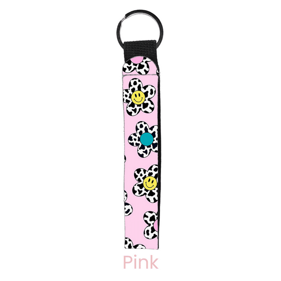 abbyrose Cow Smilies Wristlet Key Chain