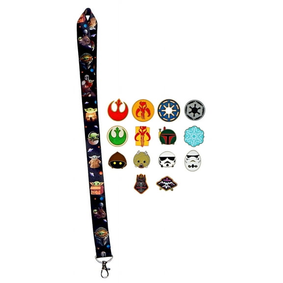The Mandalorian Themed Star Wars 5 Pin Set w/ Lanyard Disney Trading