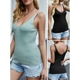 thumbnail image 3 of Camisetas sin mangas de punto para mujer Chaleco sin mangas con cuello en V acanalado Tops casu Irfora Chaleco de mujer, 3 of 7