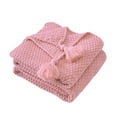thumbnail image 2 of Acrylic Knit Sofa Throw - Lightweight Office Nap Blanket Reversible Fringe Accent Cozy Home Decor Gift-Ready Warm Bed Couch Cover(Pink), 2 of 7