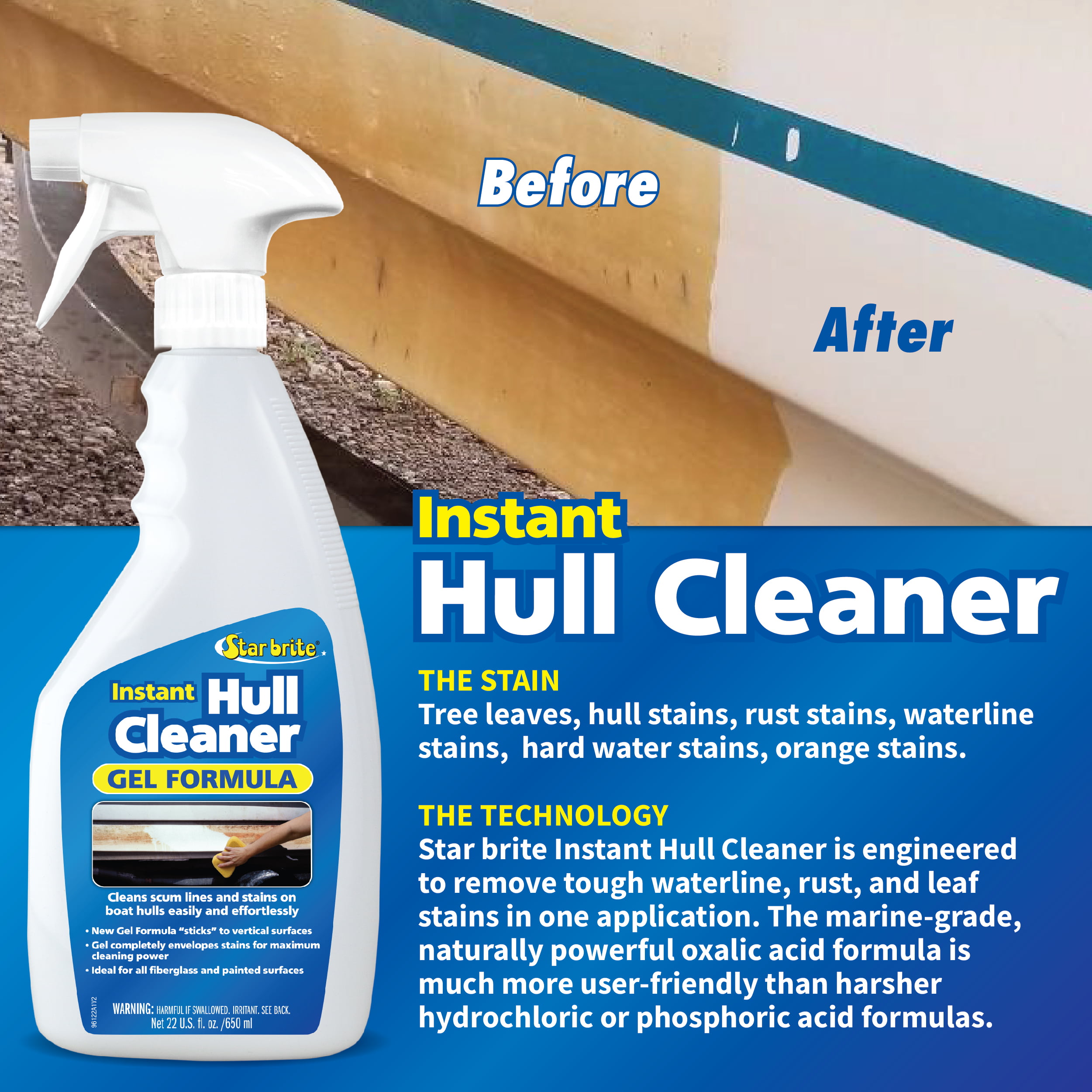 Star Brite Hull Cleaner Gel Spray - 22 oz – For Stains & Scum Lines on Boat  Hulls