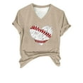 thumbnail image 4 of Brown Womens Blouses Women's Baseball Festival Solid Color Baseball Printed V Neck Short Sleeved Top Ladies Tops and Blouses, 4 of 6