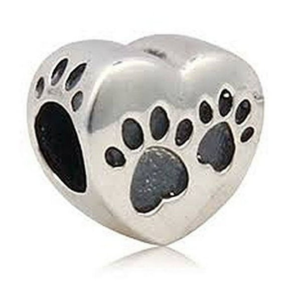 Buckets of Beads Love Heart Dog Paw Charm Beads Fits Most Major Charm Bracelets For Women Girls