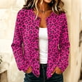 thumbnail image 2 of KLHDSF Women's Leopard Print Knit Cardigan Button Down Long Sleeve Crew Neck Slim Fit Fall Streetwear Casual Jacket for Women Hot Pink L, 2 of 8