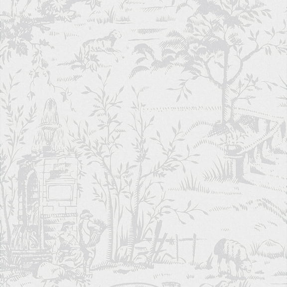 Laura Ashley Toile de Jouy Sugared Grey Wallpaper
