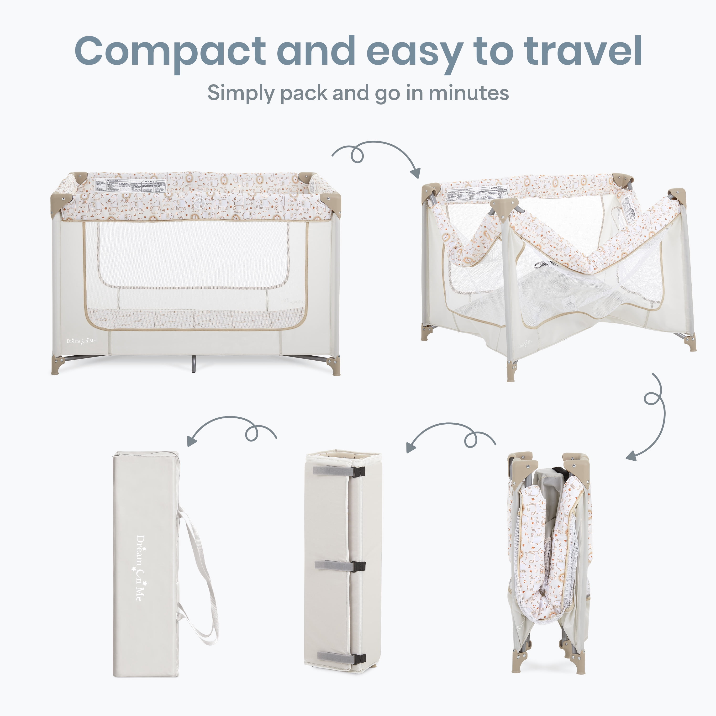 Dream On Me Zodiak Portable Playard with Carry Bag & Shoulder Strap, Beige, Unisex