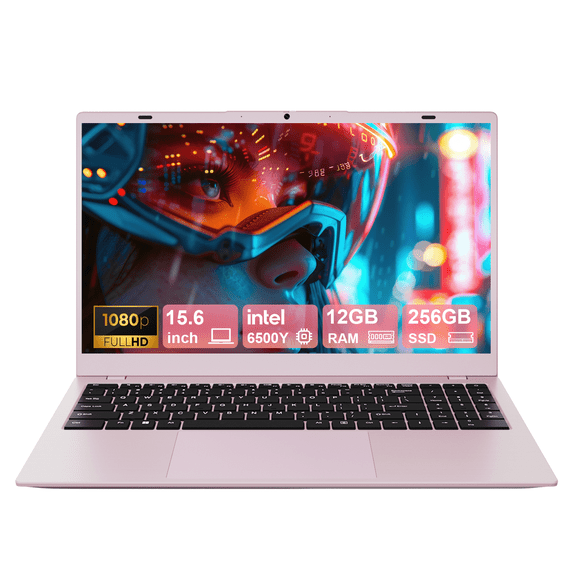 RNRUO 15.6" Laptop Computer, 12GB RAM 256GB SSD, Intel 6500Y with 2 Cores, FHD Display, Windows 11 Home, WiFi5 BT5.0, Type-C PD, Thin & Portable Laptop for Business, Study, Office