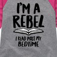 thumbnail image 3 of Instant Message - Rebel Read Past BedtI'me - Toddler And Youth Girls Raglan Graphic T-Shirt, 3 of 5
