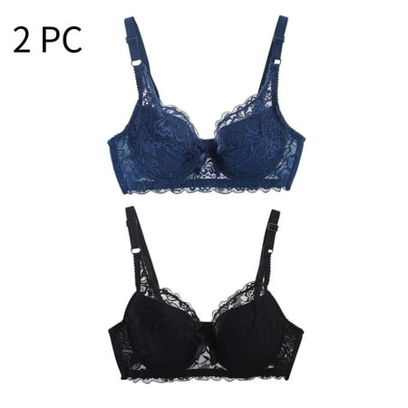Atogsazn 2PC Lace Bralettes for Women Corset Bustier Top with Underwired V Neck Camisole Lingerie Adjustable Strap Crop Top Blue XXXXL on Clearance