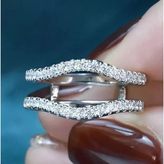 2.00Ct Round Lab Created Diamond Enhancer Wrap Guard Ring 14K White Gold Plated