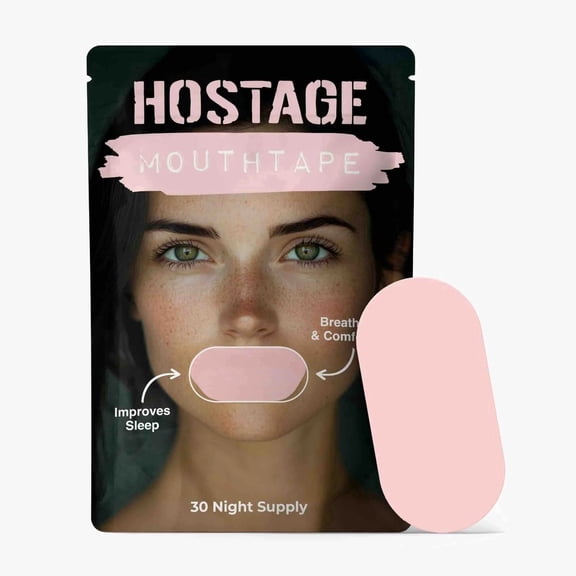 Hostage Tape Mouth Tape for Sleeping Women 30 Count, Pink, AirFlow Technology, Anti Snoring, Nasal Breathing, Hypoallergenic, No Residue