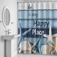 thumbnail image 5 of Shell Starfish Shower Curtain for Bathroom Decor, The Beach Is My Happy Place Waterproof Fabric Shower Curtain, 72"x78" Set with 12 Hooks, 5 of 9